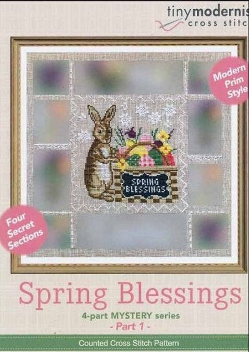 TINY MODERNIST Center /& Border ONLY Spring Blessings #1 counted cross stitch patterns at thecottageneedle.com
