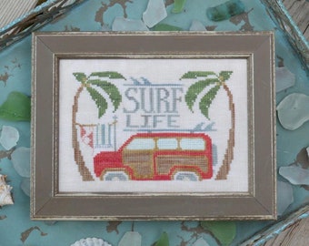 HANDS ON DESIGN Surf Life To The Beach series counted cross stitch patterns at thecottageneedle.com travel sea