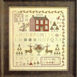 COM TUA AGULHA Noel Sampler padrões de ponto cruz contados em cottageneedle.com rena Papai Noel Noel