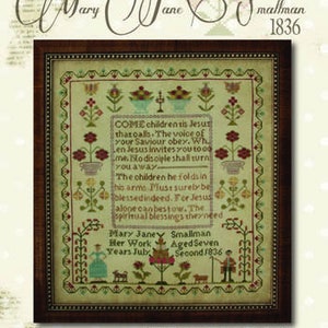 MARY JANE SMALLMAN av With Thy Needle Reproduktionsprov räknat korsstygnsmönster på cottageneedle.com Brenda Gervais