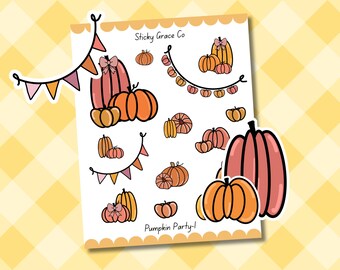 Handgetekende plannerstickers herfstpictogram: pompoenfeest