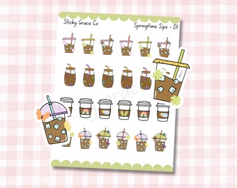 Hand-Drawn Planner Stickers: Spring Coffee Icons