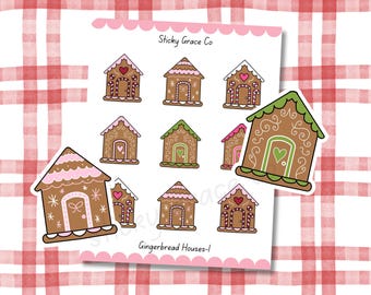 Hand-Drawn Christmas Icon Planner Stickers: Gingerbread Houses