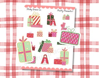 Handgetekende plannerstickers kerstpictogram: mooie cadeaus