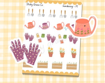 Hand-Drawn Spring Icon Planner Stickers: Gardening Icons
