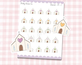 Hand-Drawn Faith Icon Planner Stickers: Church Icons