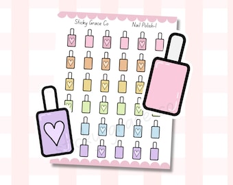 Hand-Drawn Manicure Icon Planner Stickers: Nail Polish