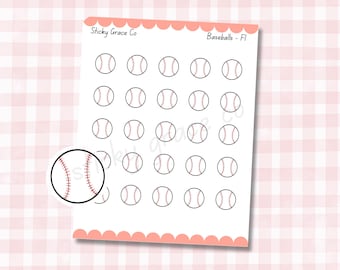 Hand-Drawn Sports Planner Stickers: Baseball Icons