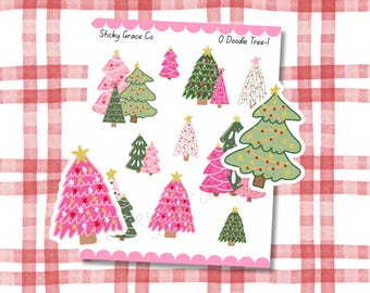 Hand-Drawn Christmas Icon Planner Stickers: Christmas Trees