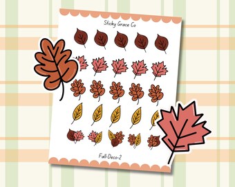 Handgetekende plannerstickers herfstblad: herfstpictogrammen