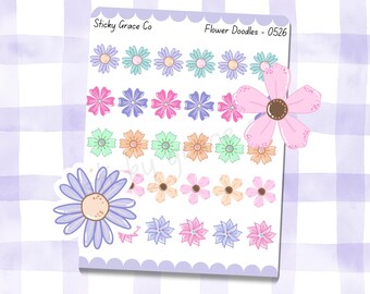 Hand-Drawn Spring Planner Stickers: Flower Doodle Icons