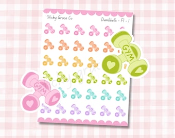 Hand-Drawn Gym Planner Stickers: Dumbbell Icons