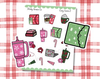 Hand-Drawn Christmas Icon Planner Stickers: Cozy Christmas Icons