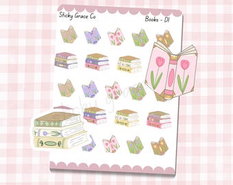 Hand-Drawn Reading Planner Stickers: Book Icons