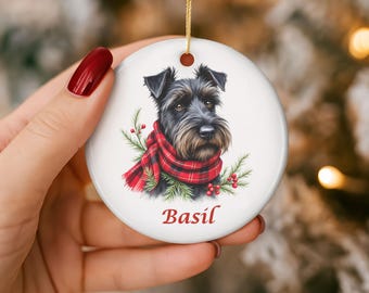 Christmas Dog Ornament, Personalized Pet Ornament, Custom Miniature Schnauzer Ornament, Cute Dog Ornament