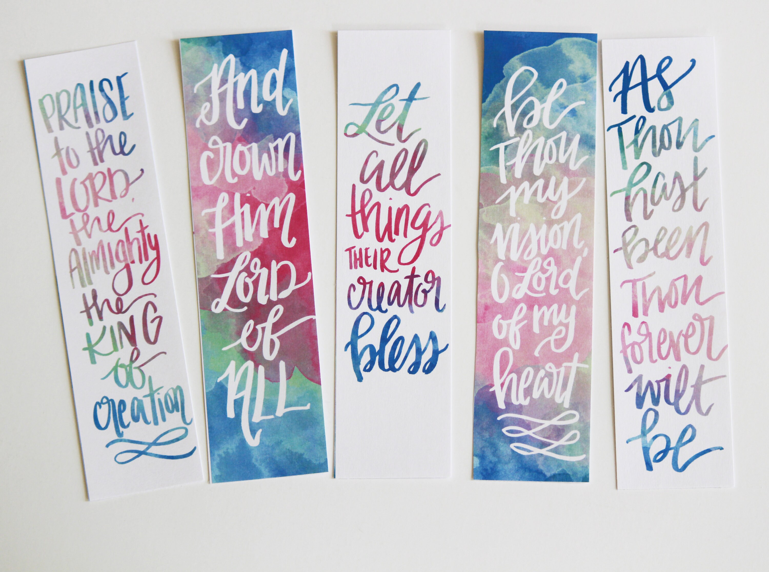 watercolor handlettered hymn bookmarks printable digital