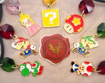 Mario Necklace Treasure Gram! Custom Magic Charm Necklace, Great Gift for Retro Gamers & DnD Lovers- Comes with Scroll of Identification