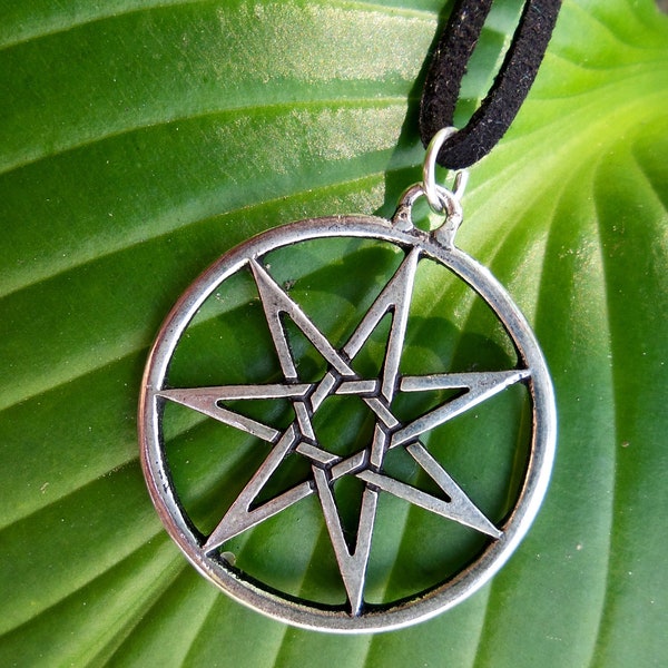 Elven Star or Fairy Star Necklace - Seven Pointed Star Septagram - Wiccan Pagan Hedge Witch Magic Necklace