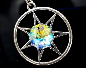 Fairy Star Talisman/ Septagram/ White Witch Magic Necklace/ Seven Pointed Star Wiccan Necklace/ Elven Star/ Fairy Kin