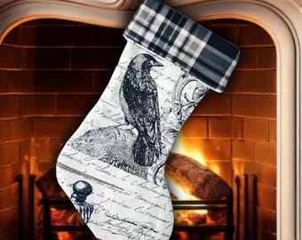 Handmade Gothic Crow Christmas Stocking: Gothic Yule Decor