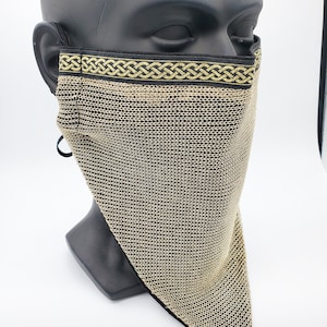 Chainmaille Mithril Fabric Face Mask for Renaissance Faires, Cosplay, LARP, SCA or Face Veil for Belly Dance