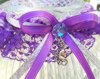 Purple Unicorn Fantasy Wedding Garter, Carousel Wedding, horse wedding, Handfasting, Purple Wedding, Custom Garter