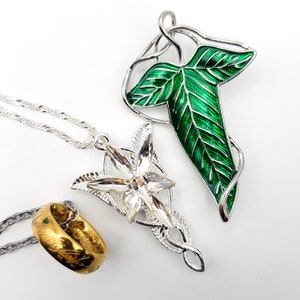 Leaves of Lorien, Evenstar Necklace, One Ring Necklace Fellowship Gift Set Treasure Gram with Scroll of Identification image 9
