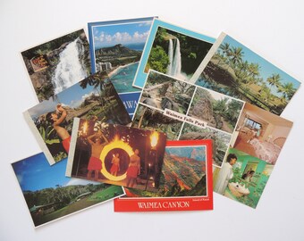 1980s vintage postcards Hawaii, luau postcard, Waimea Falls Park postcard