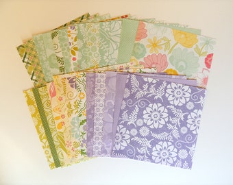 6x6 floral garden paper variety pack, garden junk journal, flower print scrapbook paper, card-making paper