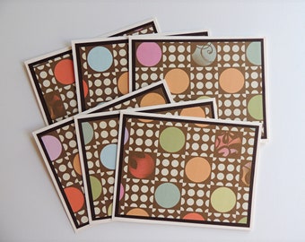 Modern print card set, squares and dots card, geometric print note card