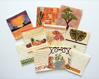 Note card set embossed hand painted, handmade note cards in box, 3x3 embossed blank cards, hand painted blank note cards