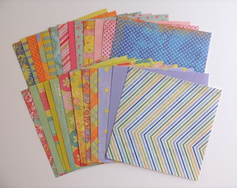 6 X 6 paper pack, 25 sheets one-sided, stripes dots floral craft paper, scrapbooking paper, card making, geometric print paper