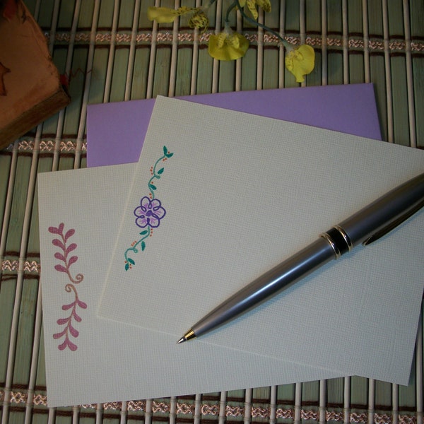 Flat card note set, handmade hand painted note set, stationery set, handmade stationery set