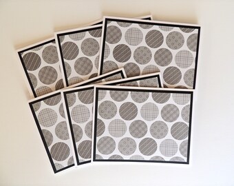 Grey Black circle note card set, masculine card set, modern geometric print card