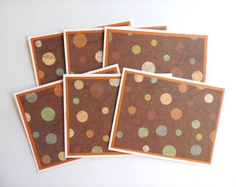 Circle modern print note card set, brown sea green cream note card