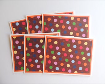 Circle dots note card, multi-colored modern print card, geometric card