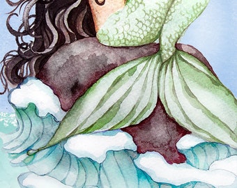 Mermaid Art - Watercolor Print