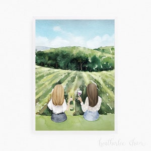 Best Friends Drinking Wine Art Sisters Art image 2