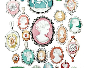 Cameo Collection Pastels Watercolor - Print