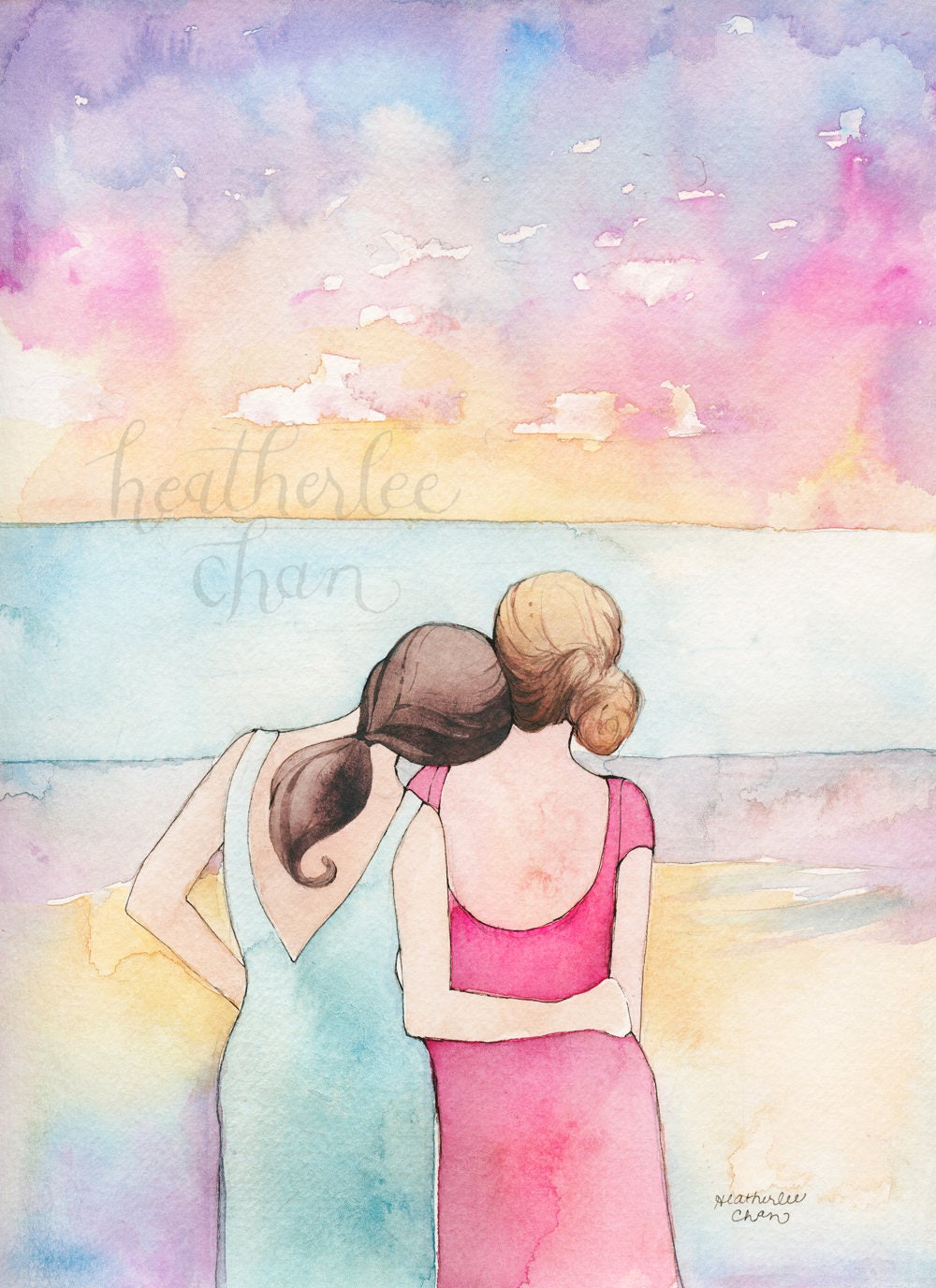 Buy Best Friends Art Sisters Art at the Beach Watercolor Online in ...