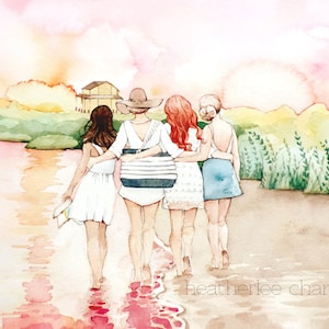 Best Friends Beach Art - Watercolor Painting Print
