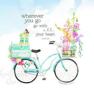 Bike Art Watercolor Print image 1