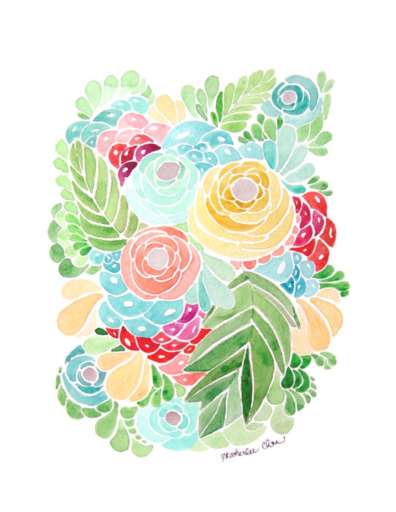 Aquarelle de fleur peinture dimpression couleurs tropicales image 1