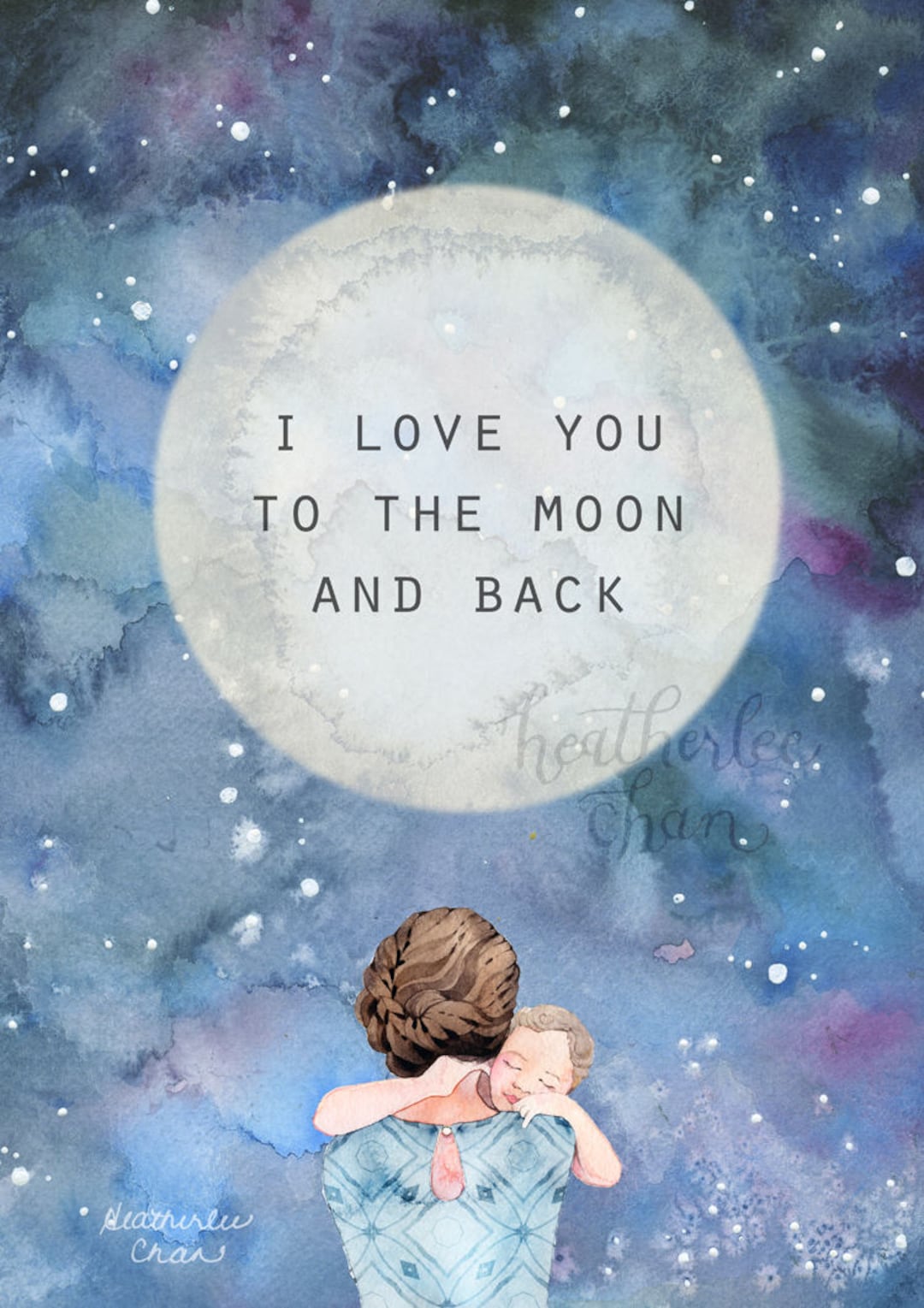 Mother's Day Art - Mother and Child - I Love You to the Moon and Back ...