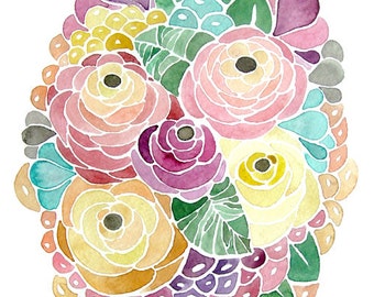 Flower Watercolor Painting - Print
