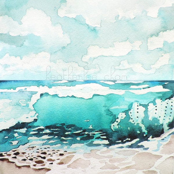 Beach Painting - Watercolor -  Landscape - Print