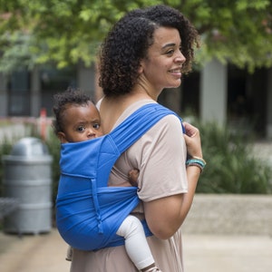 Everyday Buckle Meh Dai Baby Carrier- made with REPREVE, holds babies & toddlers 8-40lbs, front carry, back carry, Marina Blue