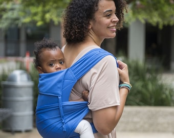 Everyday Buckle Meh Dai Baby Carrier- made with REPREVE, holds babies & toddlers 8-40lbs, front carry, back carry, Marina Blue