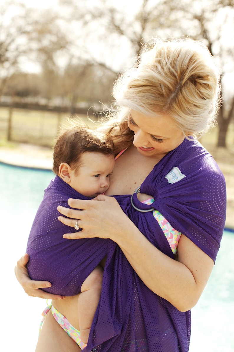 Fascia porta acqua per bambini sulla spiaggia, prodotta negli Stati Uniti: da indossare in modo SICURO sotto la doccia, in piscina, nel parco acquatico e in spiaggia 16 colori, taglia unica, maglia Paradise Plum