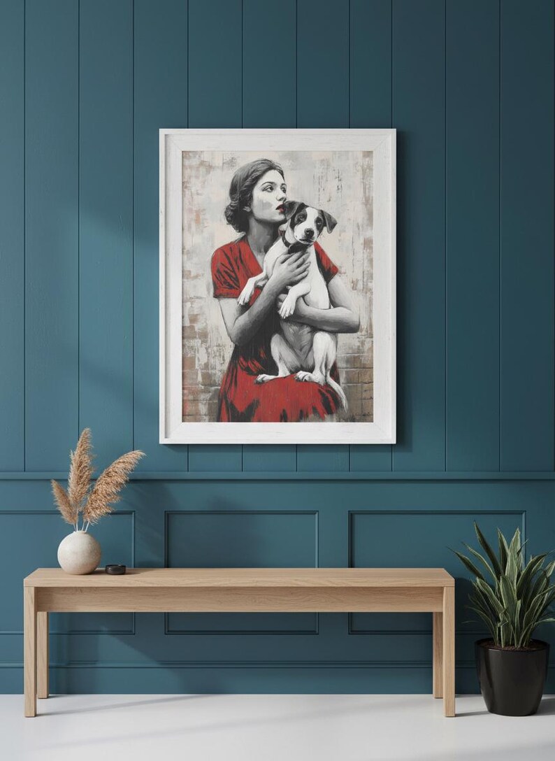 Vintage Woman Dog Portrait Art Printable Wall Art for Home Decor - Etsy